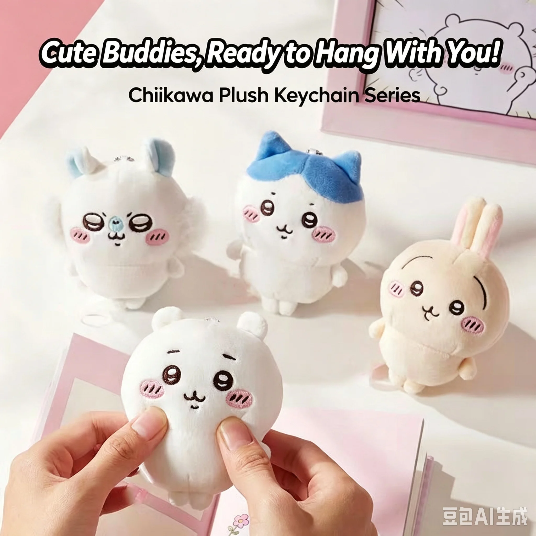 Phone Accessories Charms - Chiikawa Usagi Hachiware Plüsch-Taschenanhänger, Kawaii Cartoon